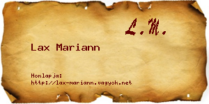 Lax Mariann névjegykártya